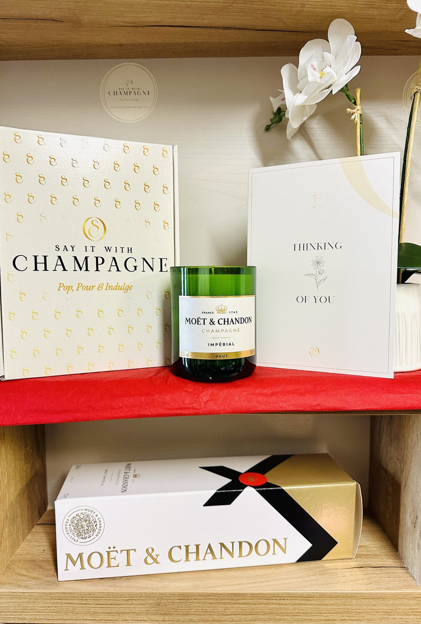 Moët & Chandon Imperial Brut Recycled Champagne bottle candle gift set