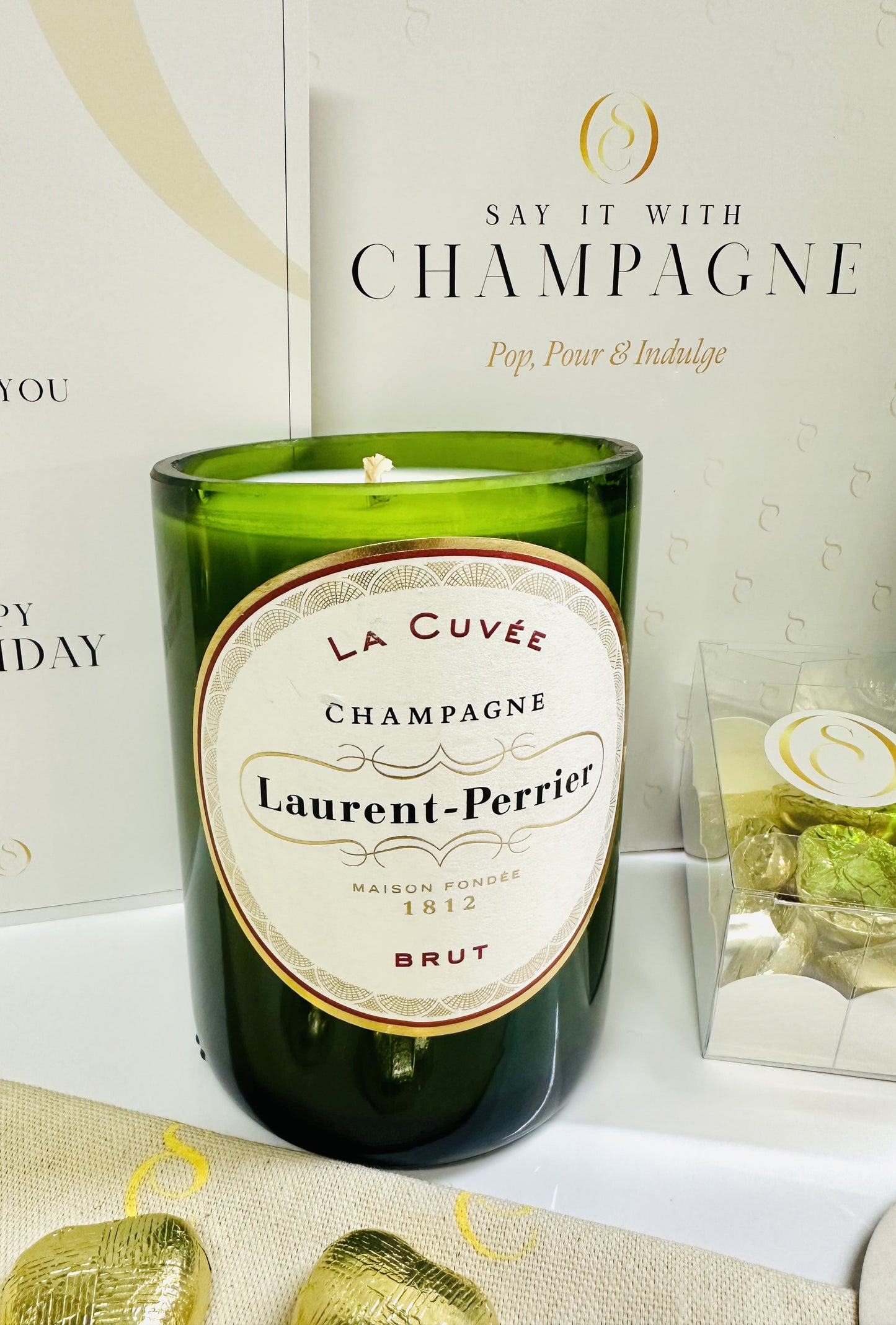 Laurent Perrier La Cuvée Brut Champagne Recycled Candle Gift Box