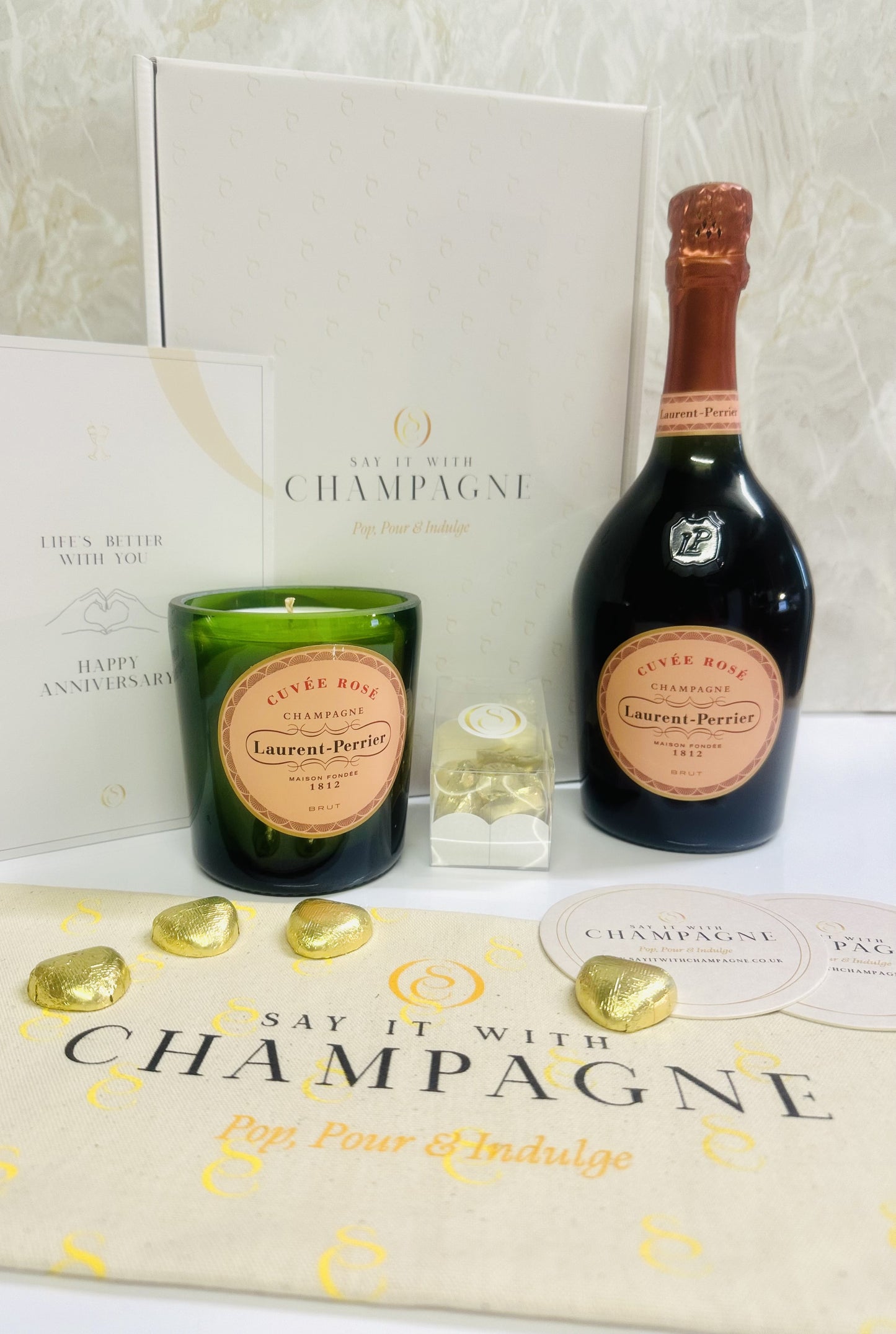 Laurent Perrier Cuvée Rosé Champagne Recycled Candle Gift Box