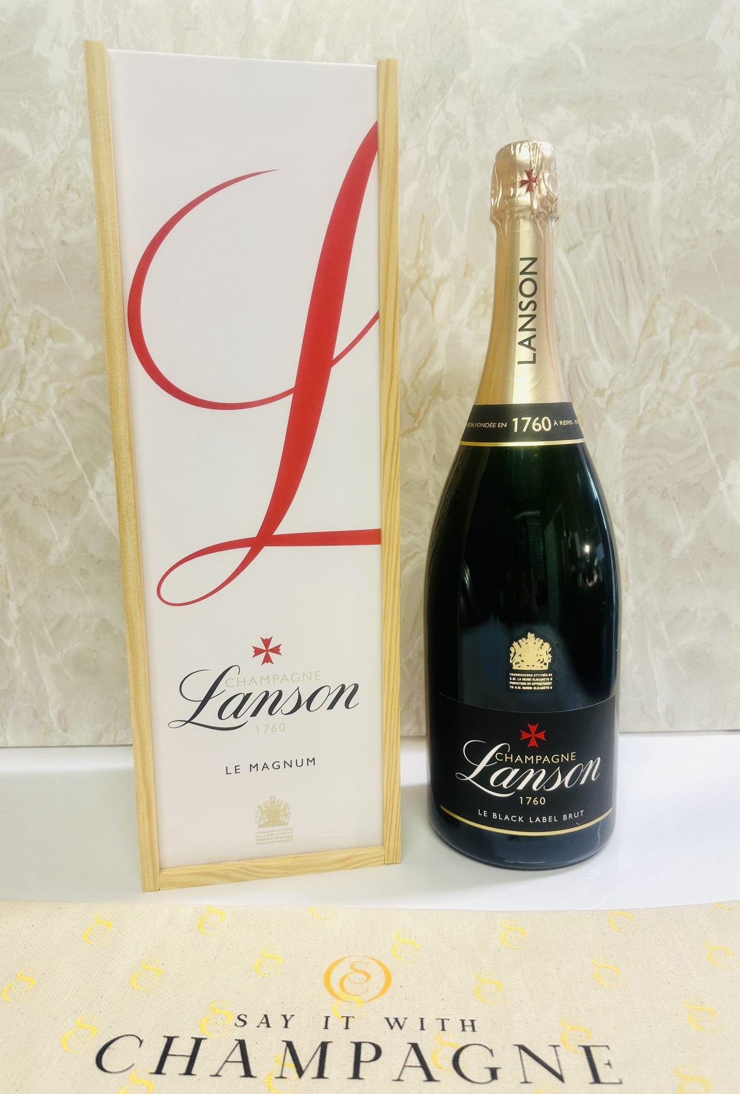 Lanson Black Label Brut NV Magnum Champagne with Branded Lanson Wooden Box