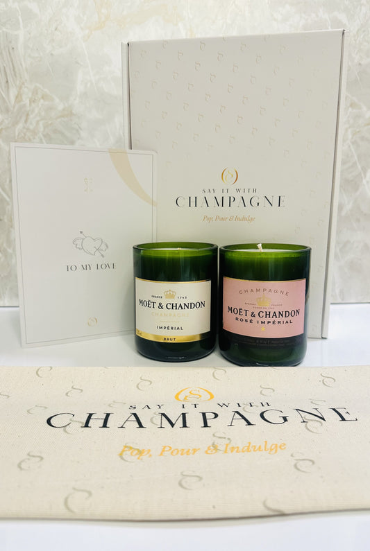 Moët & Chandon Duo Recycled Champagne bottles candle gift set