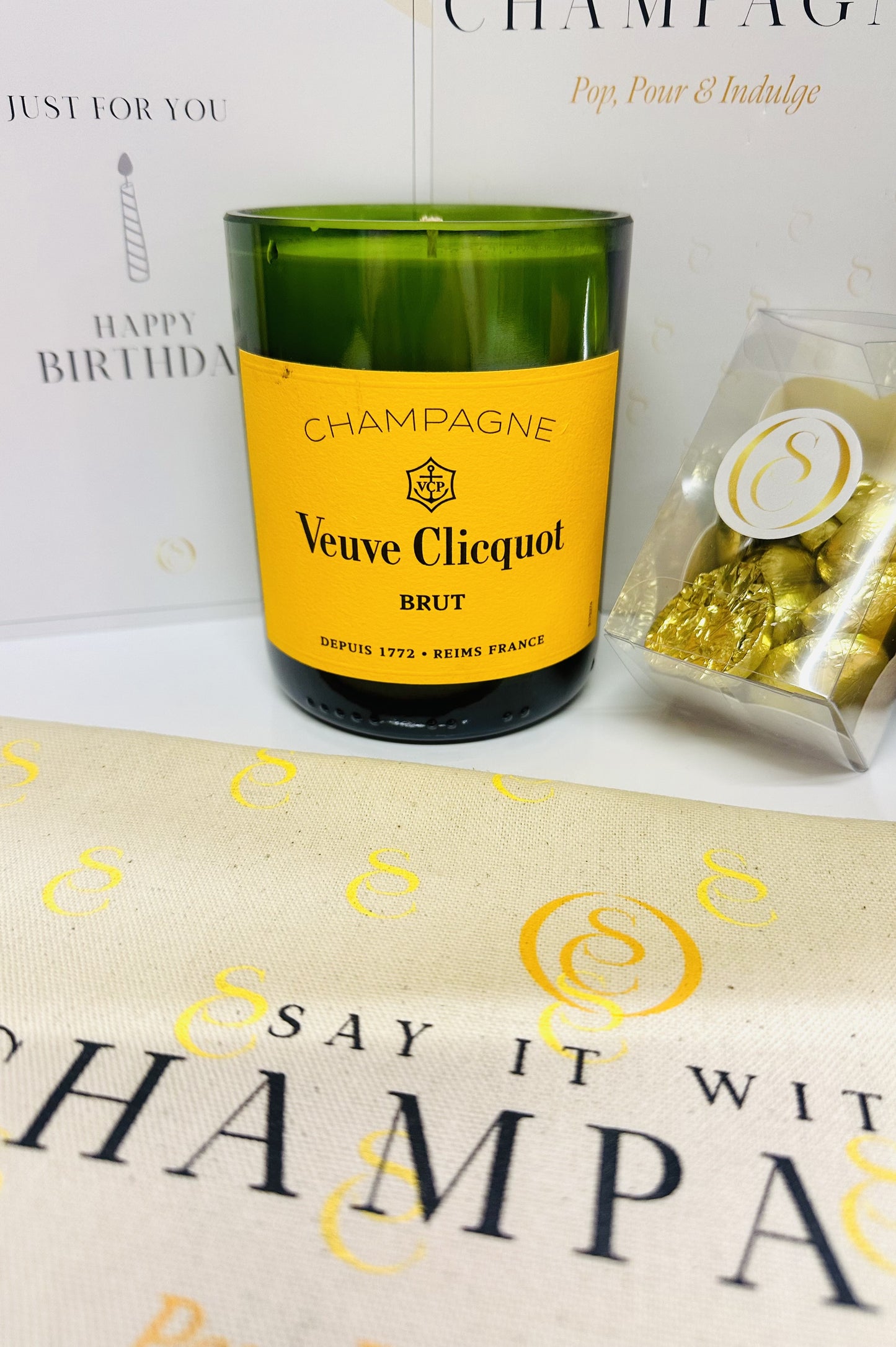 Veuve Clicquot Yellow Label Brut Champagne Recycled Candle Gift Box